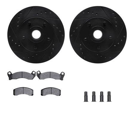 DYNAMIC FRICTION CO 8512-56034, Rotors-Drilled and Slotted-Black w/ 5000 Advanced Brake Pads incl. Hardware, Zinc Coated 8512-56034